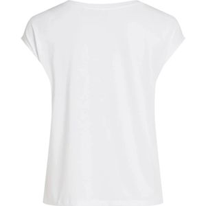 Vila, Tops, Dames, Wit, XL, Polyester, V-Hals T-Shirt Lente/Zomer Collectie