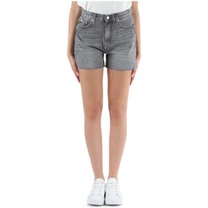 Calvin Klein Jeans, Korte broeken, Dames, Grijs, W27, Denim, Mom Fit Denim Shorts Vijf Zakken