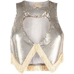 Paco Rabanne, Tops, Dames, Veelkleurig, M, Prachtige Lichtgouden Crop Top