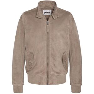 Schott Nyc, Jassen, Heren, Beige, S, Leer, Fluweel Leren Jas Lcstewart S Beige