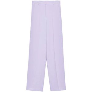 Hinnominate, Luxe Paarse Crepe Broek met Rits en Haaksluiting Paars, Dames, Maat:M