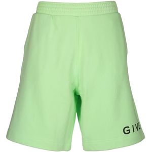 Givenchy, Korte broeken, Heren, Groen, L, Katoen, Fluorescerende Groene Bermuda Shorts