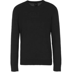 Armani Exchange, Truien, Heren, Zwart, S, Katoen, Zwarte Sweaters met Opvallend Logo