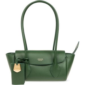 Salvatore Ferragamo, Firenze schoudertas Groen, Dames, Maat:ONE Size