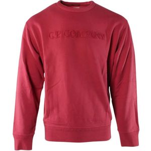 C.p. Company, Sweatshirts & Hoodies, Heren, Rood, 2Xl, Katoen, Rode Katoenen Sweater met Diagonale Fleece