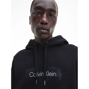 Calvin Klein, Sweatshirts & Hoodies, Heren, Zwart, S, Katoen, Gestreepte Logo Hoodie met Capuchon oor Heren