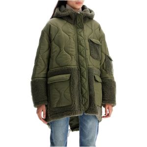 Blancha, Jassen, Dames, Groen, S, Nylon, Oversized Shearling Nylon Parka