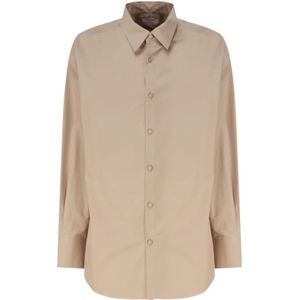 Valentino Garavani, Beige Katoen Dubbele Knoop Shirt Beige, Heren, Maat:L