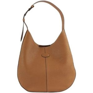 Tod's, Tassen, Dames, Bruin, ONE Size, Leer, Bruine Korrelige Leren Hobo Tas