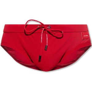 Dolce & Gabbana, Badkleding, Heren, Rood, S, Zwembroek met logo