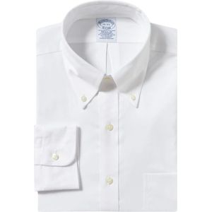 Brooks Brothers, Overhemden, Heren, Wit, 3Xl, Katoen, Witte Regular Fit Non-Iron Performance Overhemd met Button Down Kraag