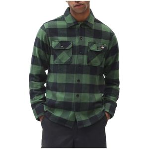 Dickies, Groen geruite overhemd met lange mouwen Groen, Heren, Maat:M