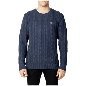 Tommy Hilfiger, Truien, Heren, Blauw, L, Katoen, Blauwe Gebreide Heren Herfst/Winter