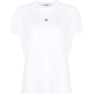 Stella McCartney, Tops, Dames, Wit, S, Katoen, Geborduurd Mini Ster T-Shirt