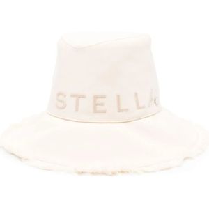 Stella McCartney, Witte Logo Canvas Fedora Hoed Wit, Dames, Maat:57 CM