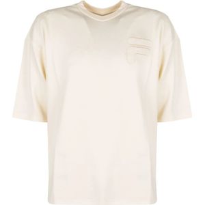 Fila, Tops, Heren, Beige, XL, Casual Ronde Hals Logo T-Shirt