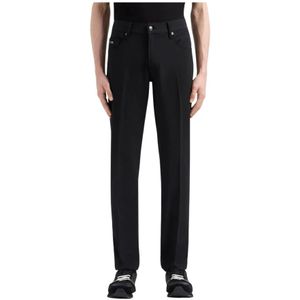 Emporio Armani, Jeans, Heren, Zwart, W32, Polyester, Slim Fit Five-Pocket Canneté Broek