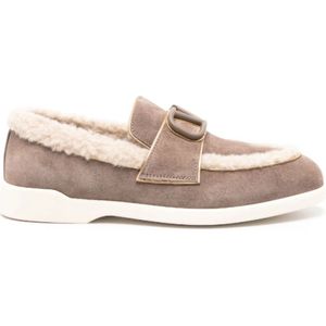 Valentino, Schoenen, Dames, Bruin, 38 EU, Suède, Bruine Suède Loafers met VLogo Signature