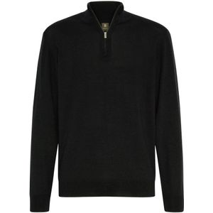 Boggi Milano, Truien, Heren, Zwart, XS, Wol, Merino Wool Half Zip Jumper