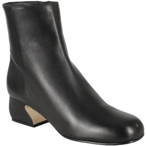 Sergio Rossi, Schoenen, Dames, Zwart, 40 EU, Leer, Elegante Bootie voor Vrouwen