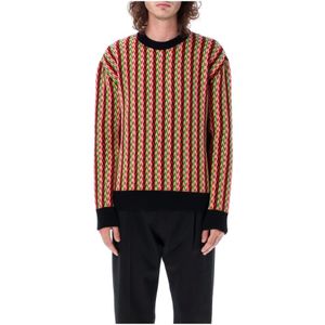 Lanvin, Multicolor Chevron Gebreide Trui Aw 23 Veelkleurig, Heren, Maat:M