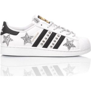 Adidas, Handgemaakte Zilver Witte Sneakers Veelkleurig, Dames, Maat:39 1/3 EU