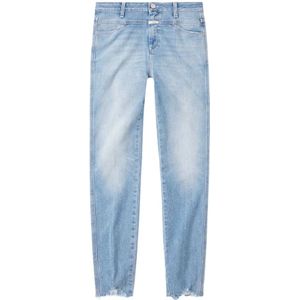 Closed, Eco-Denim Skinny Pusher met X-Zakken Blauw, Dames, Maat:W28