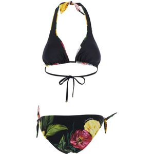 Dolce & Gabbana, Badkleding, Dames, Veelkleurig, XL, Bloemenprint Bikini in Multicolor Technische Stof