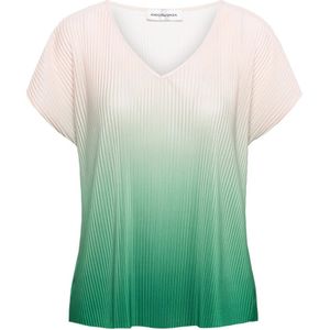 &Co Woman, Tops, Dames, Veelkleurig, 2Xl, Polyester, Groene Plissé Top met V-hals