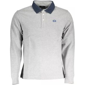 La Martina, Grijze Polo Shirt met Lange Mouwen en Borduursel Grijs, Heren, Maat:M