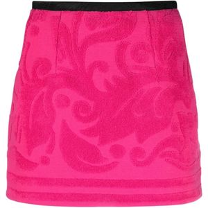 Marine Serre, Roze Jacquard Rok Roze, Dames, Maat:S