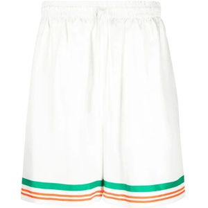 Casablanca, Korte broeken, Heren, Wit, M, Katoen, Tennis Club Icon Zijden Shorts