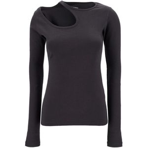 LOW Classic, Grijze Sweaters met Curve Hole Grijs, Dames, Maat:M