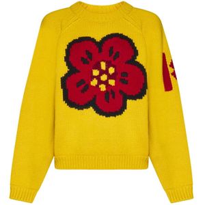 Kenzo, Katoen Wol Pullover Geel, Dames, Maat:M