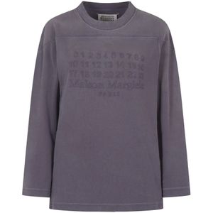 Maison Margiela, Sweatshirts & Hoodies, Dames, Paars, XS, Sweatshirt Collectie