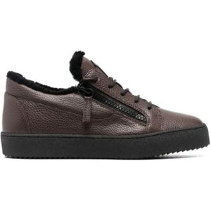 Giuseppe Zanotti, Elegante Bruine Gesloten Platte Sneakers Bruin, Heren, Maat:44 EU