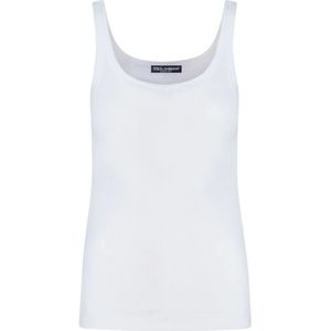 Dolce & Gabbana, Tops, Dames, Wit, M, Katoen, Sleeveless Tops