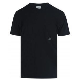 C.p. Company, Tops, Heren, Zwart, XL, Zwarte Jersey T-Shirt met Zak voor Moderne Man