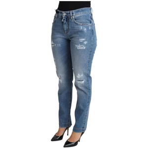 Dolce & Gabbana, Jeans, Dames, Blauw, 3Xs, Katoen, Blauwe Skinny Jeans met Hoge Taille