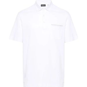 Ermenegildo Zegna, Witte Katoenen Piqué Polo Sweater Wit, Heren, Maat:M