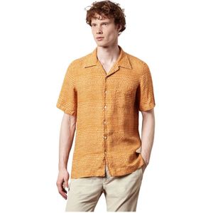 Massimo Alba, Overhemden, Heren, Oranje, L, Linnen, Pyramid Linnen Print Shirt