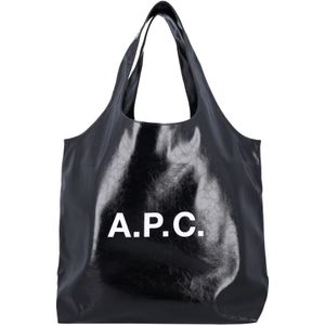 A.p.c., Tassen, Dames, Zwart, ONE Size, Polyester, Zwarte Ninon Tote Tas Handtas