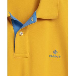 Gant, Tops, Heren, Geel, M, Katoen, Polo met contrasterende kraag