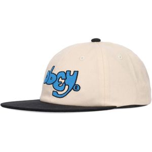 Obey, Riffs 6 Panel Platte Klep Pet Beige, Heren, Maat:ONE Size