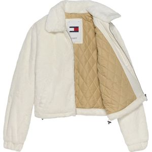 Tommy Jeans, Jassen, Dames, Beige, S, Faux Fur Cropped Coat Cream