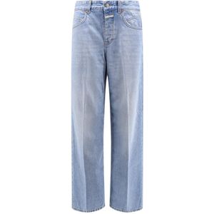 Closed, Jeans, Dames, Blauw, W30, Katoen, Blauwe Jeans met Zilveren Metalen Knopen