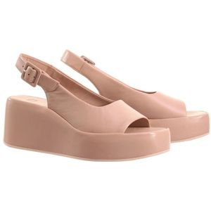 Högl, Schoenen, Dames, Roze, 42 EU, Leer, Beige Platte Sandalen voor Vrouwen