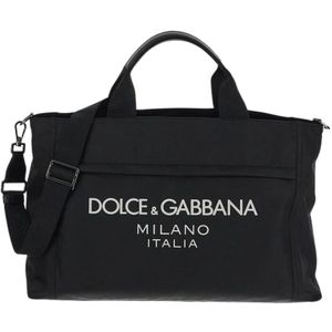 Dolce & Gabbana, Tassen, Heren, Zwart, ONE Size, Nylon, Nylon Logo Duffle Tas