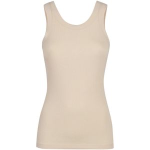 Calvin Klein, Tops, Dames, Beige, S, Geribbelde tanktop met achterlogo detail