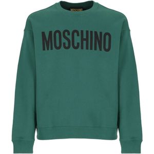 Moschino, Truien, Heren, Groen, L, Katoen, Groene Katoenen Sweatshirt met Print